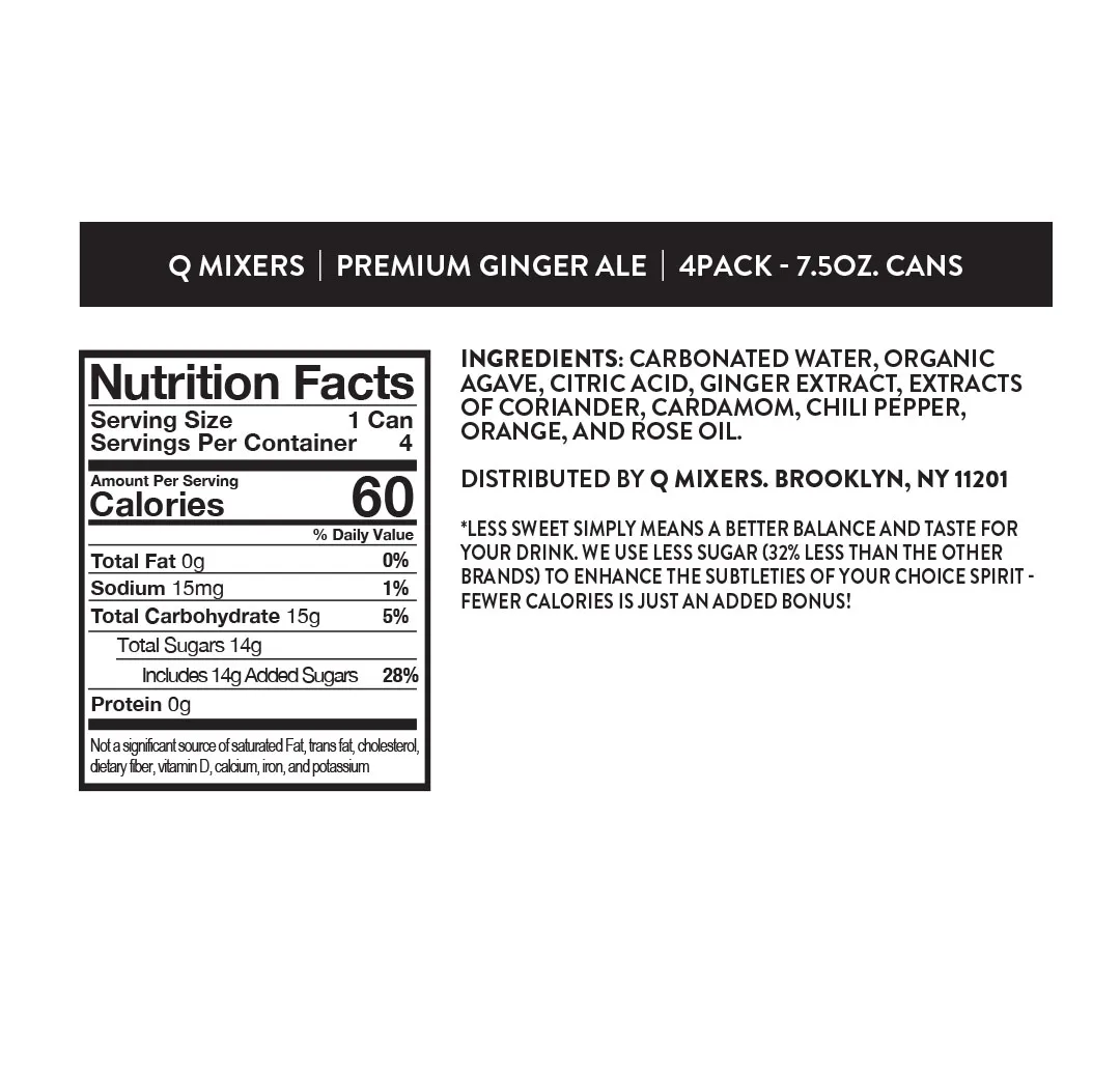 Q Mixers Ginger Ale Nutrition
