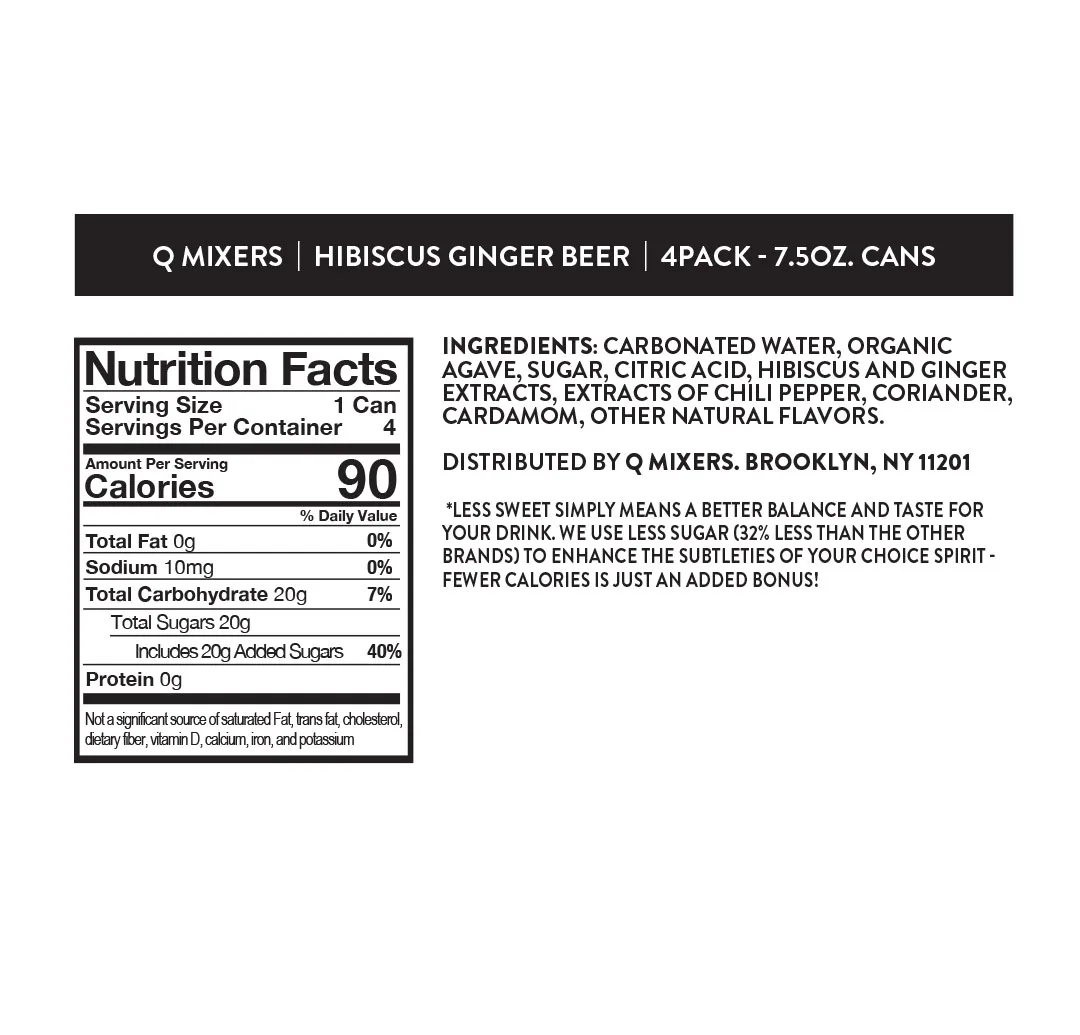 Q Mixers Ginger Beer Hibiscus Nutrition