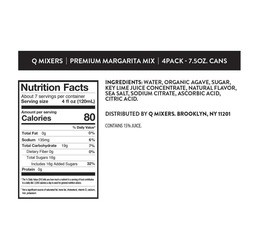Q Mixers Margarita Nutrition