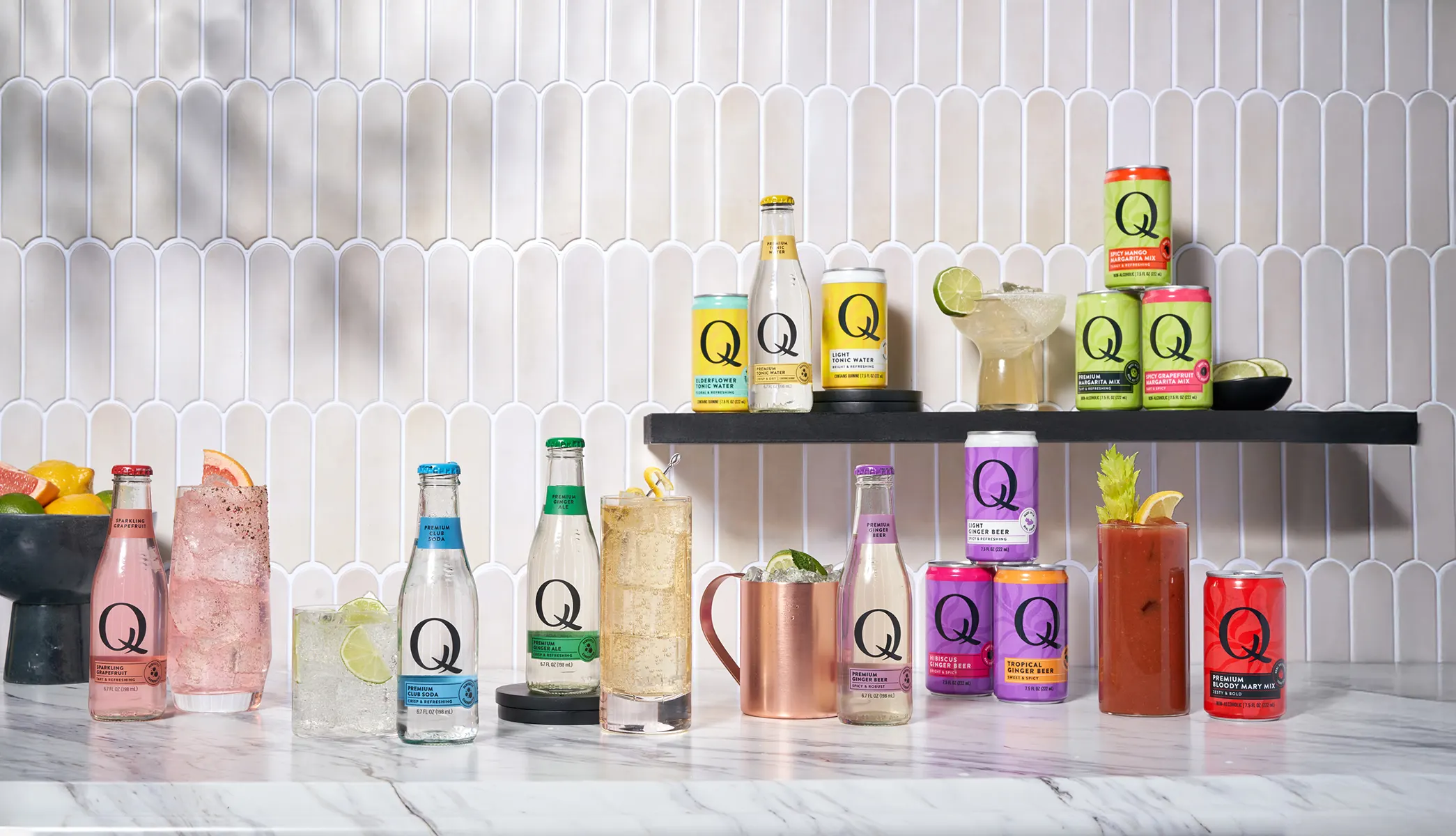 QMixers Products on a counter